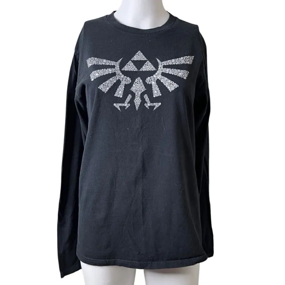 Nintendo Long Sleeve Graphic Tee Black size Small